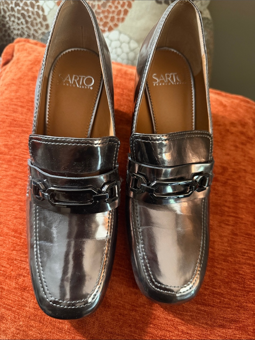 by Franco metallic Patent Slip-On Loafers